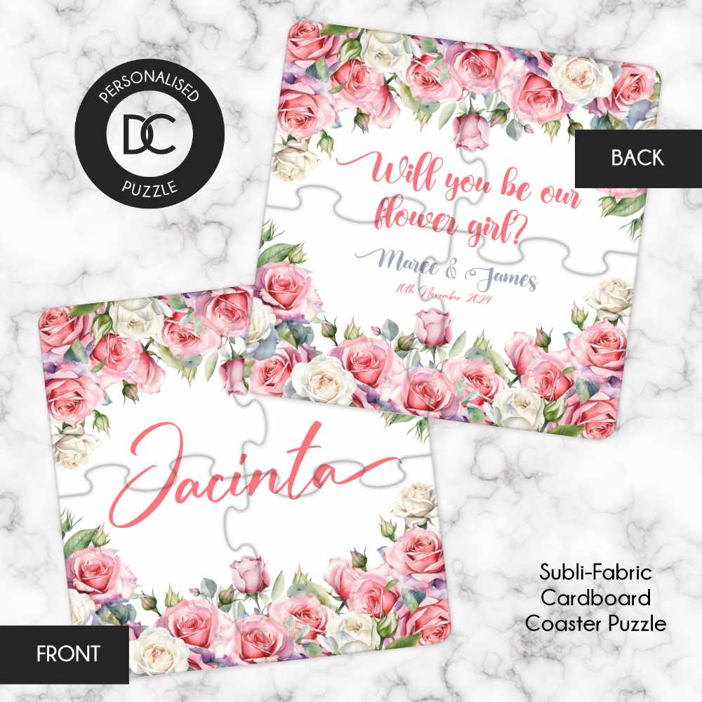 Flower Girl Proposal Puzzle Coasters